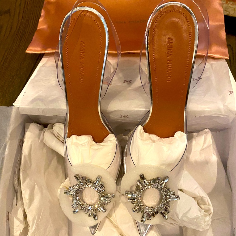 AMINA MUADDI Brand New Begum Glass Slingback 40